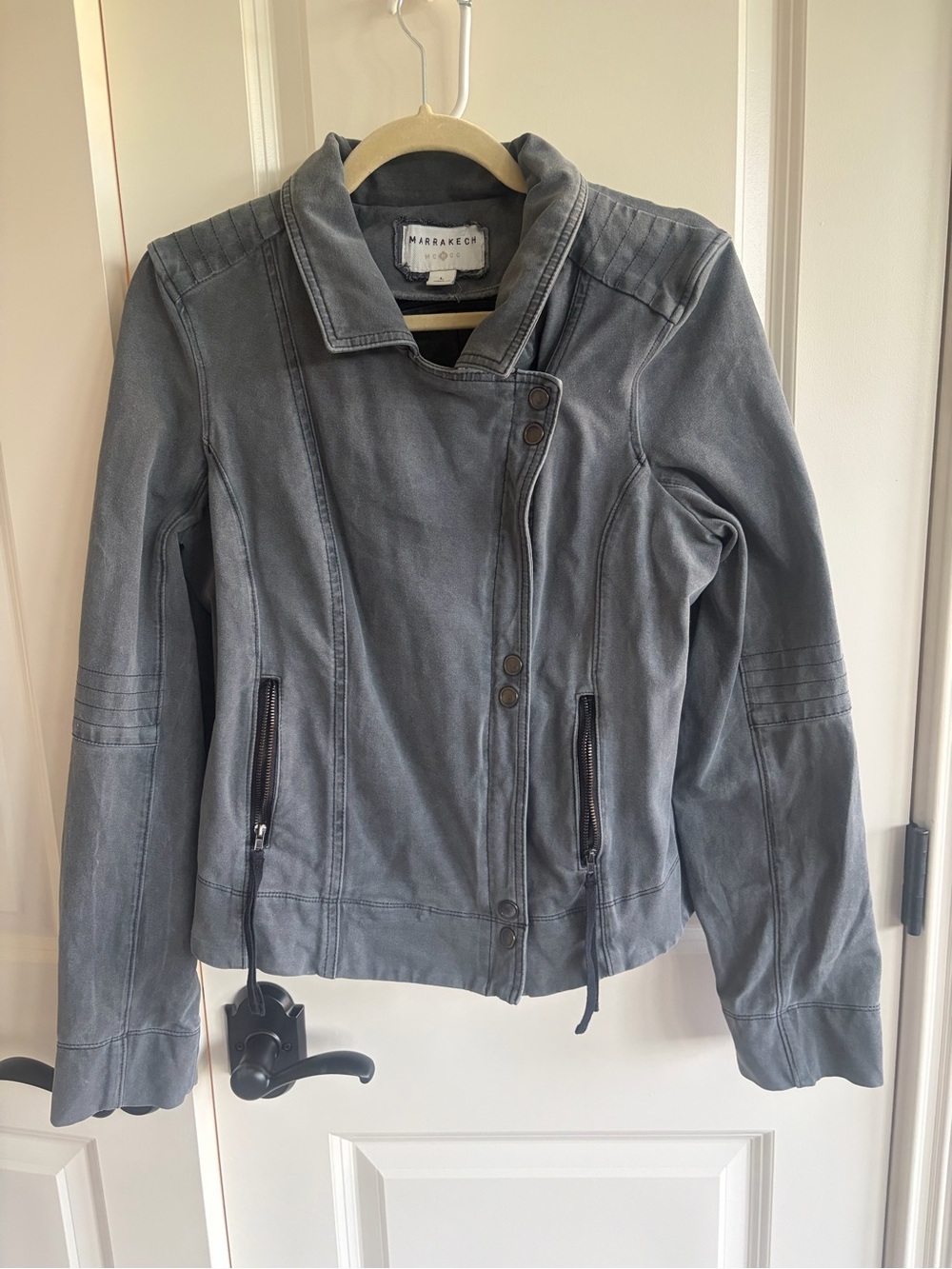 Marrakech Anthropologie Women’s Gray Moto Jacket Size L